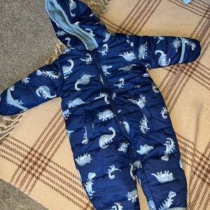 Blue Dinosaur Baby Snowsuit